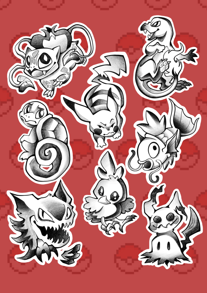 Pokémon spread of repeatables (tattoo, design, arikatora)